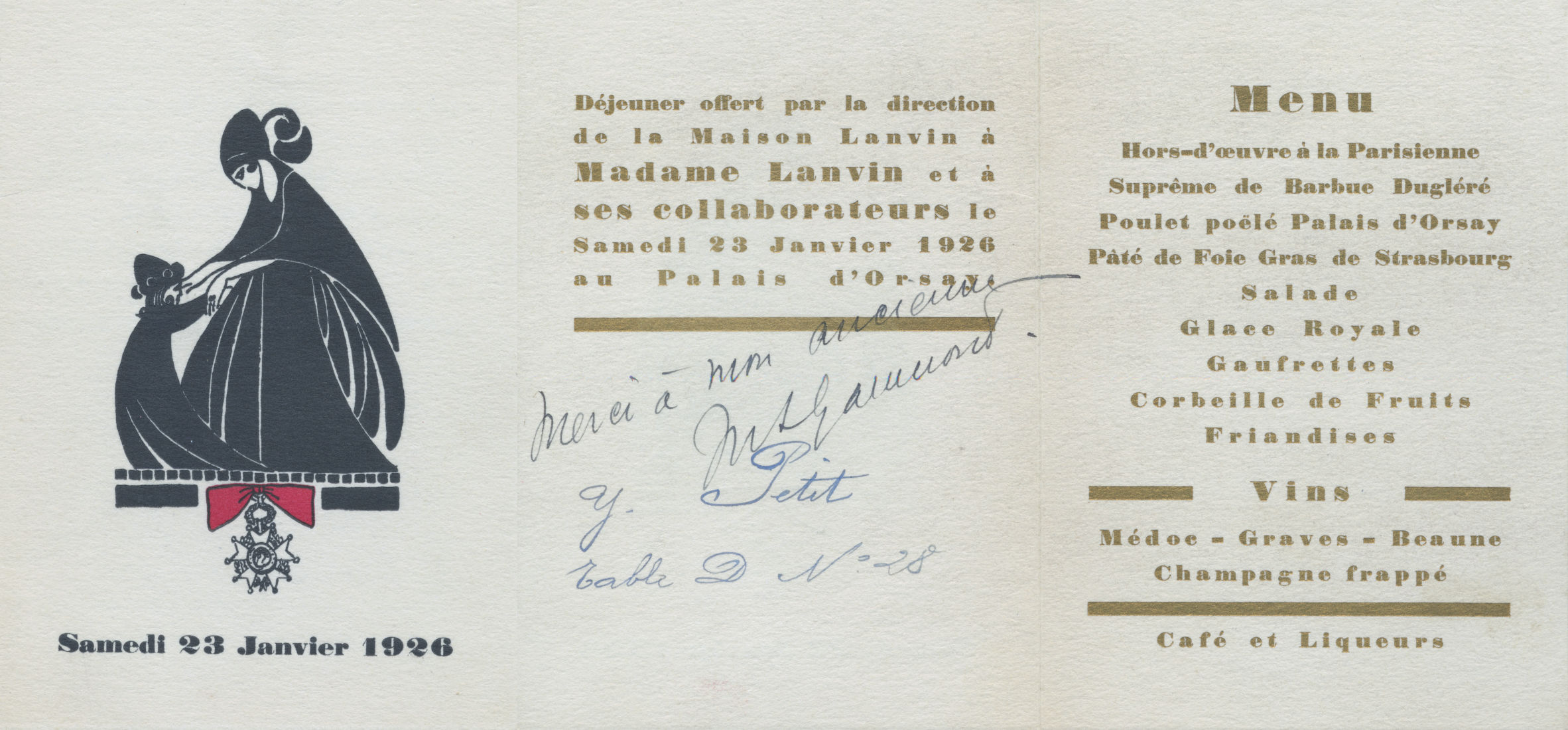 Carton d'invitation Lanvin, célébration Légion d'honneur