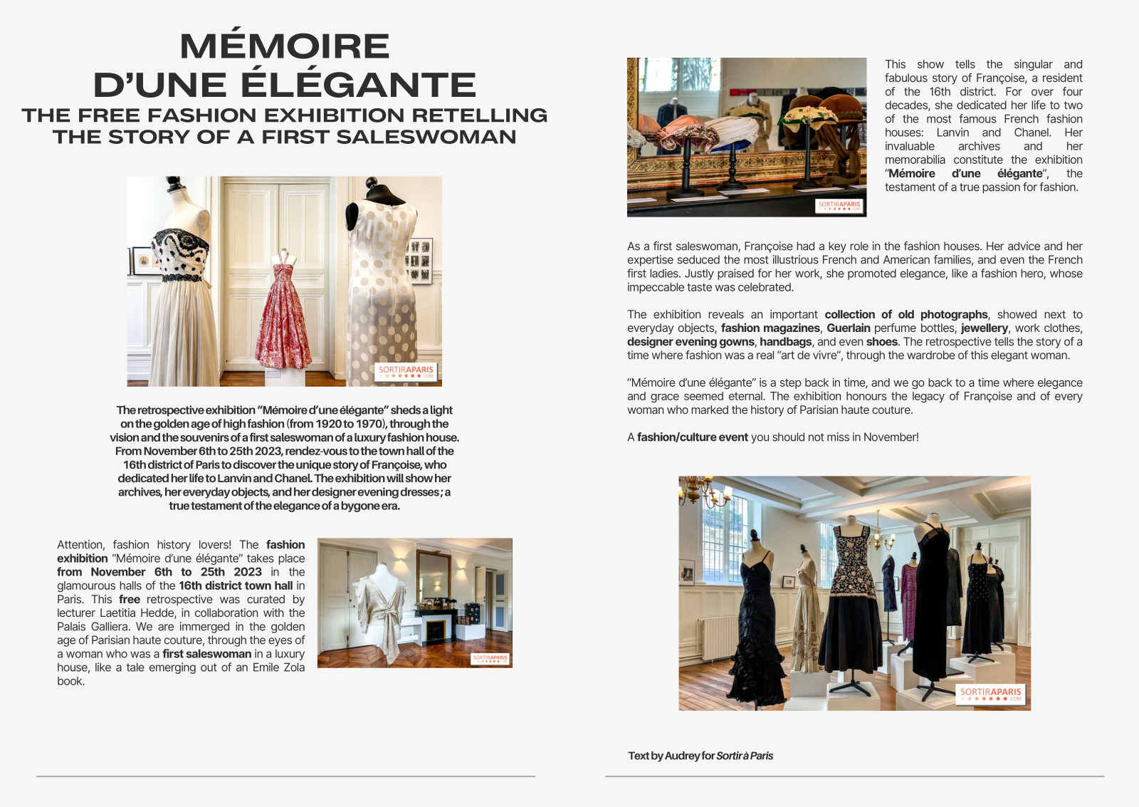 Sortir à Paris article