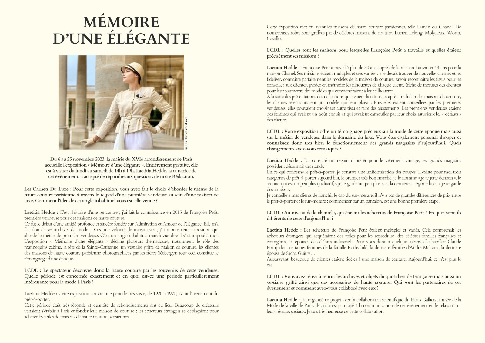 Article de Carnets du Luxe